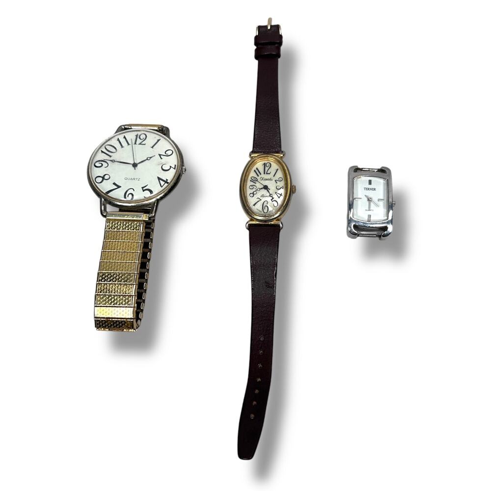 Vintage Quartz Watches Xanadu Terner Stainless Japan Lot 3 FOR PARTS OR REPAIR